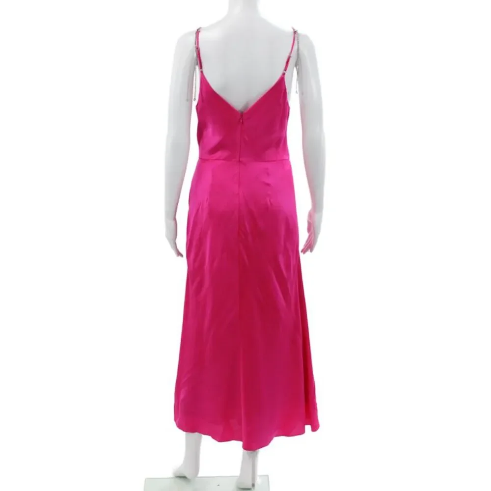 Cinq à Sept Women Silk Slip Dress Pink V-Neck Knee Length Sleeveless Zip Size 6